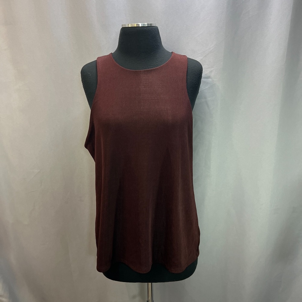 A New Day Ribbed Tank Top Womens 2XL Brown Wide Strap Sleeveless Scoop Neck